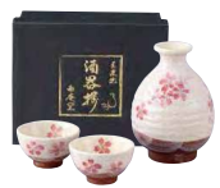 Ceramic Sake Set (Bottle+2 Cups) 4pcs 640g
