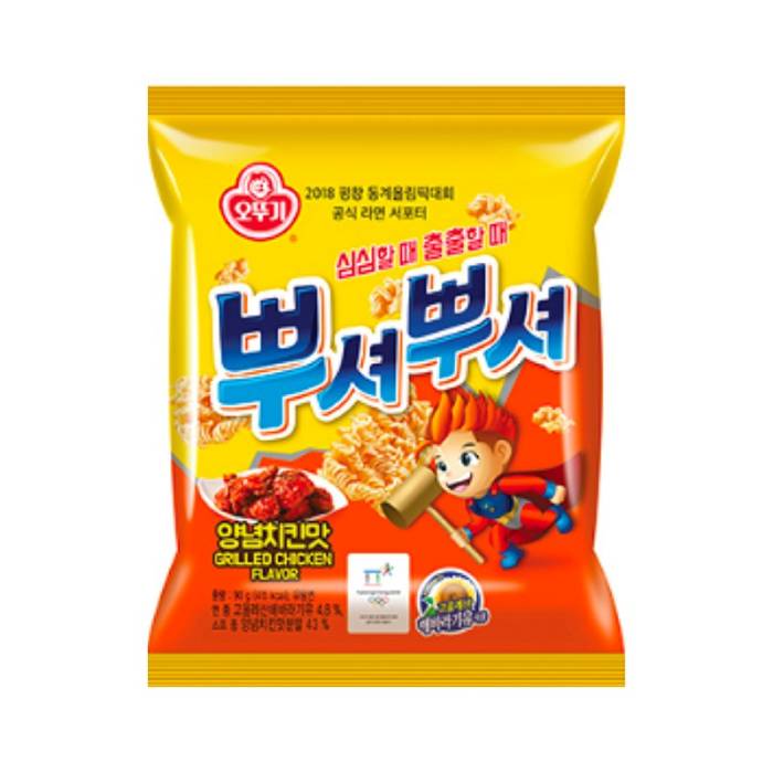 [Ottogi] Crunchy Ramen Snack chicken (Ppushu Ppushu)24x90g