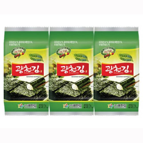 [Kckim] Roasted & Seasoned Seaweed Snack Olive Greentea 24x(3x5g)