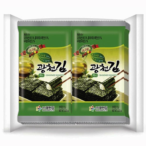 [Kckim] Roasted & Seasoned Seaweed Snack Mini Olive Greentea 24x(10x2g)
